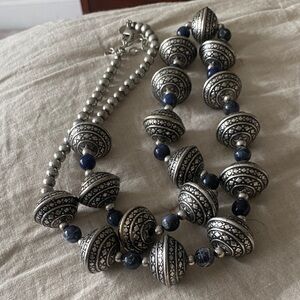 Silver-Toned Long Bead Necklace from Chicos - adjustable